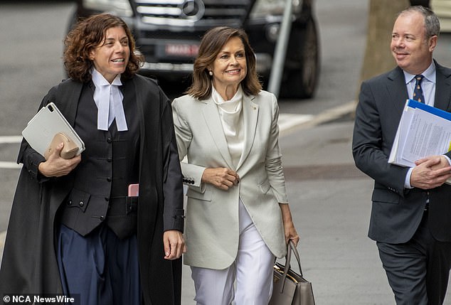 Lisa Wilkinson is pictured outside court this week with her legal adviser, lead defamation lawyer Sue Chrysanthou SC.