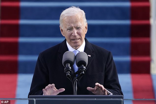 President Joe Biden is the oldest president in US history.  He was 78 at the time of his inauguration (pictured) and would be 86 at the end of a second term if he wins re-election in 2024.