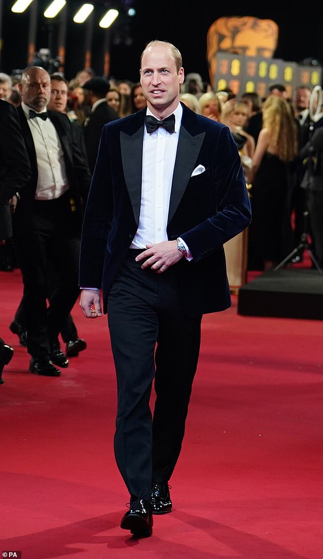 Protagonist: William walks the red carpet, where he will address the audience as president of the BAFTAs