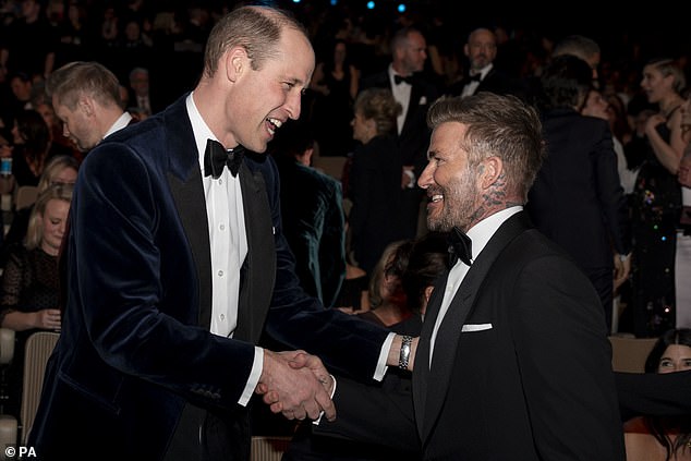 Later that night, Prince William shook hands with David Beckham.