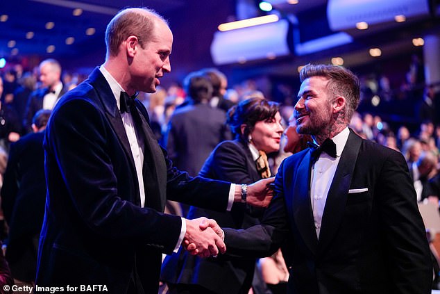 The prince and the famous footballer chatted for a while inside the Royal Albert Hall