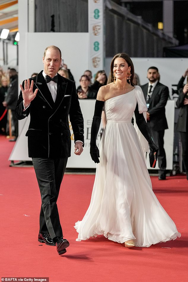 Last year: Prince William and Kate Middleton photographed at the BAFTA Awards in 2023