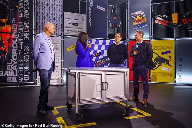 Speaking at the launch of Red Bull's car for the new season, Christian (right) said he wasn't going anywhere (pictured this week)
