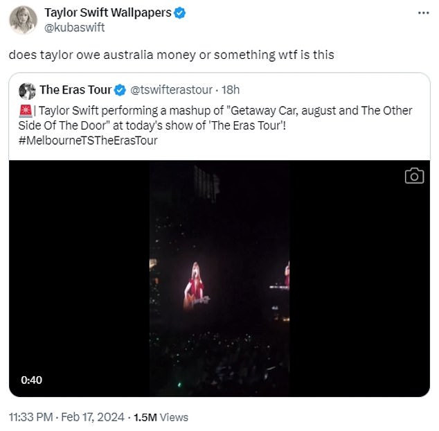 It comes after Swifties around the world expressed anger at Australia's perceived special treatment of Swift during her Eras Tour.