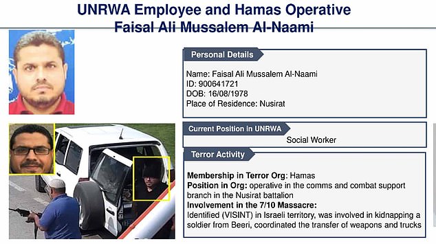 Israel claims that Al-Naami was a member of the Hamas brigade in his hometown of Nuseirat and had also transported weapons and trucks used in the October 7 attack.