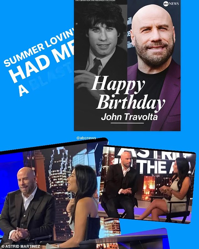 Former CBS Weekend News correspondent Astrid Martinez also shared wishes for the Face/Off actor's big birthday. She captioned the post: “John Travolta's portrayal of Danny Zuko in the movie Grease is one of the most memorable characters in film history. Definitely one of my favorite musicals of all time. I wish you a happy 70th birthday!'