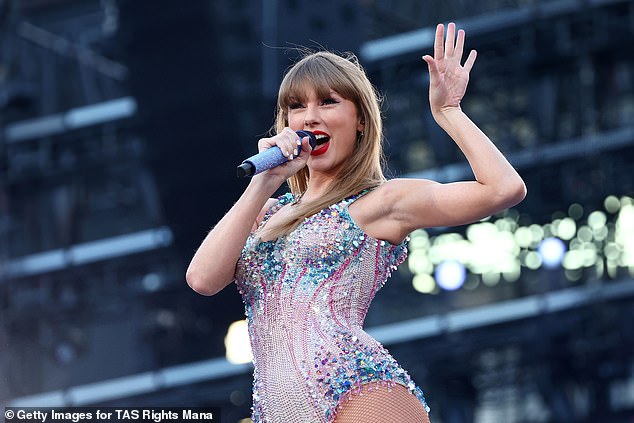 Taylor is currently on the Australian leg of her Era tour and fans have speculated whether Travis would rush to support her in Melbourne after their romance dominated NFL coverage this season. Pictured here is Taylor in Melbourne on the Australian leg of her tour.