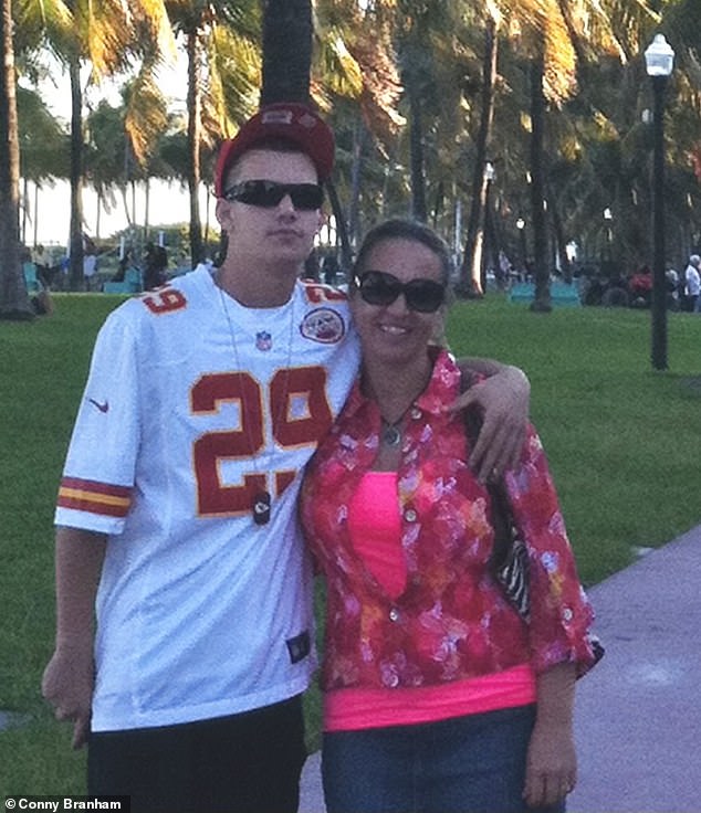 Chris Branham (left) and his mother, Conny, (right) visiting the beach in Fort Lauderdale, Florida, in 2016.