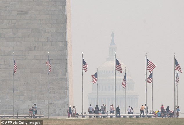 Washington, DC, was covered in smog throughout Wednesday and is expected to continue for several days.