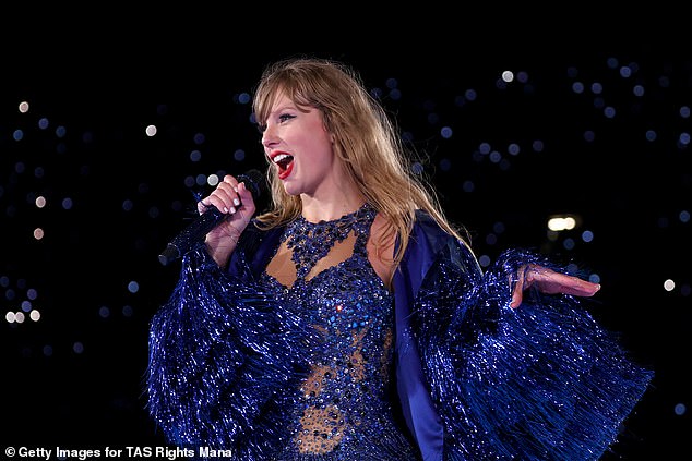 YouTubers shared a flood of photos from the unforgettable spectacle. (Pictured: Taylor Swift performing at MCG on February 16, 2024)