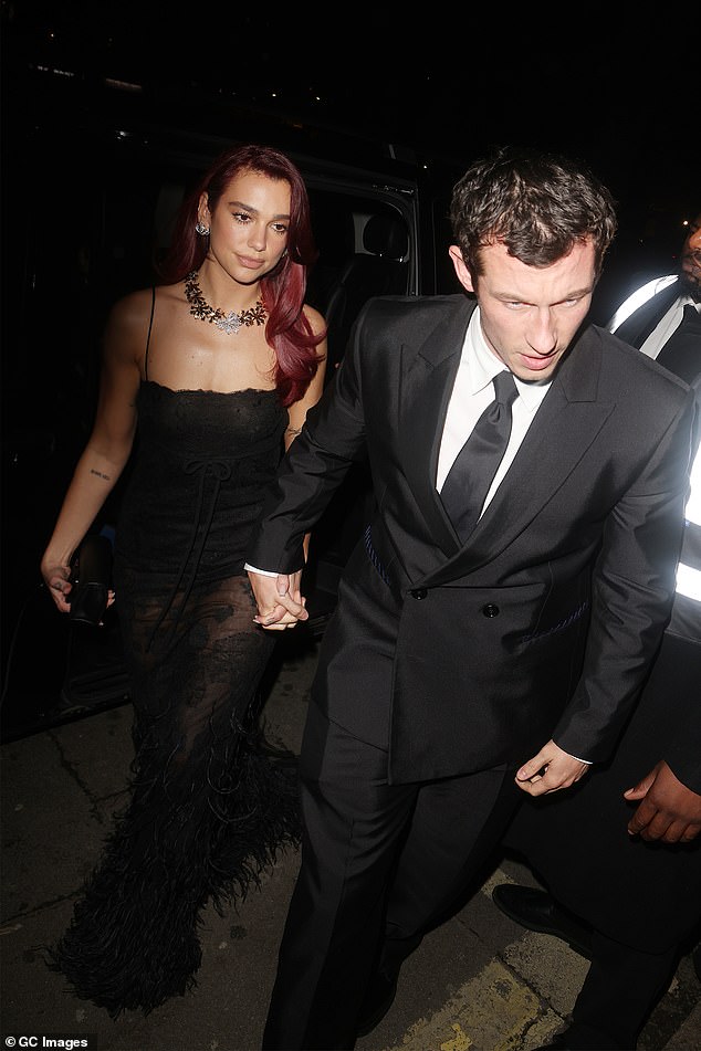 The singer, 28, and the actor, 34, held hands as they walked to their waiting car after spending the entire night at the star-studded party.