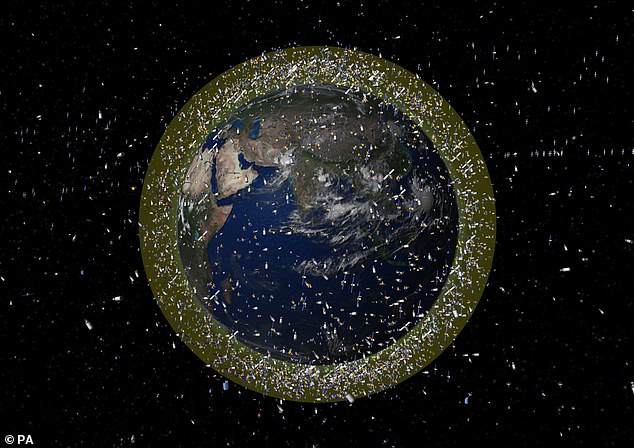 There are currently thousands of satellites and debris in orbit that risk adding polluting aluminum particles to the atmosphere. This image shows the levels of space debris in low Earth orbit.