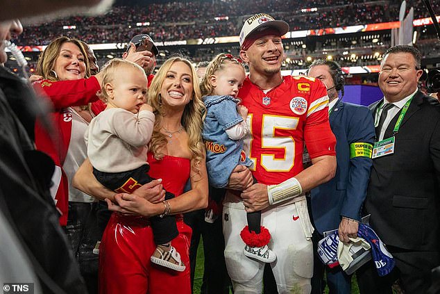 The Mahomes family is seen after last week's Super Bowl victory over the 49ers in Las Vegas.