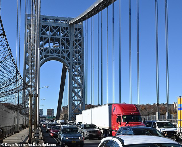 In a file photograph, traffic is seen on the George Washington Bridge that connects New Jersey and Manhattan.  It is unclear what impact the proposed boycott will actually have on shipping.