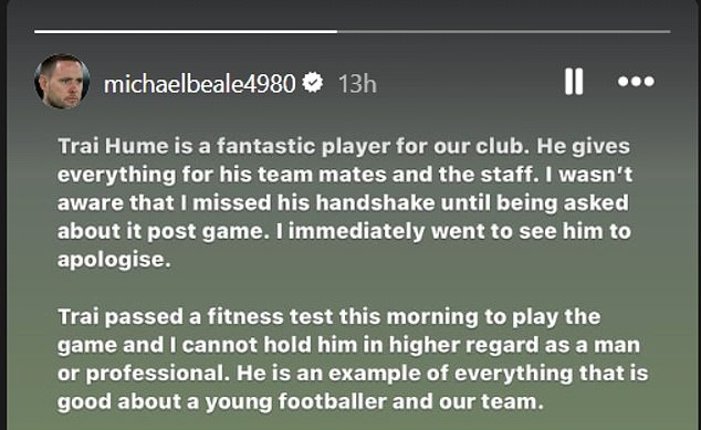 Beale publicly apologized on social media after facing criticism from Sunderland fans.