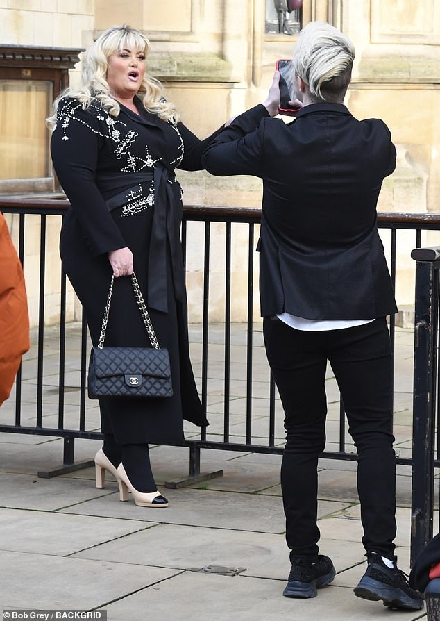 The former TOWIE star, 43, who got engaged to partner Rami Hawash last week, joined close friends Jedward (John and Edward Grimes) at the event.