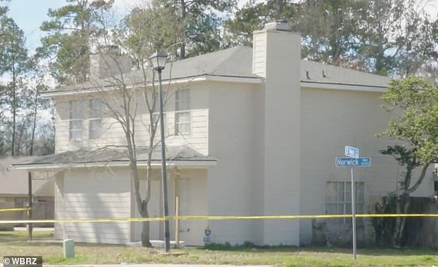 Pictured: the house where the brutal attack took place in Baton Rouge, Louisiana.