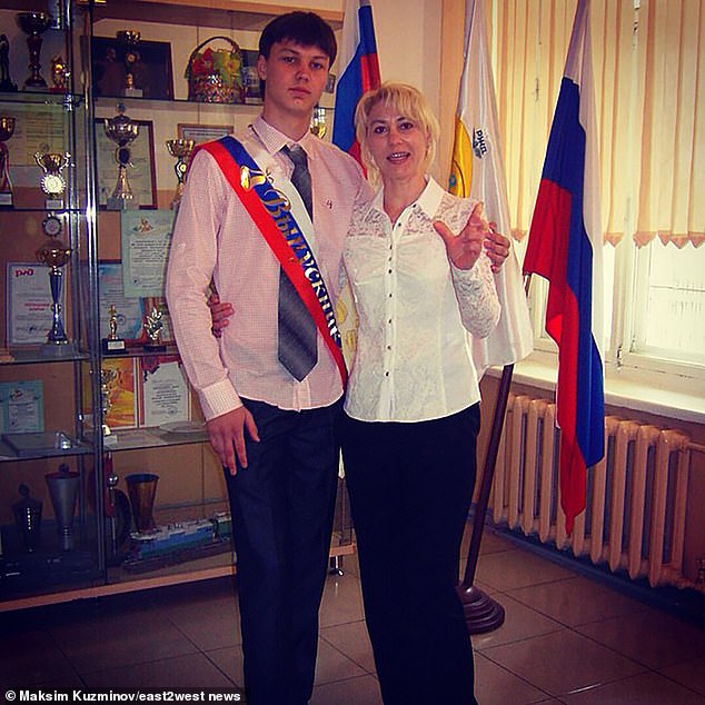 There have been claims in Russia that Kuzminov, labeled a traitor in his homeland, had kept in touch with people from his previous life (pictured with his mother Inna Kuzminova).