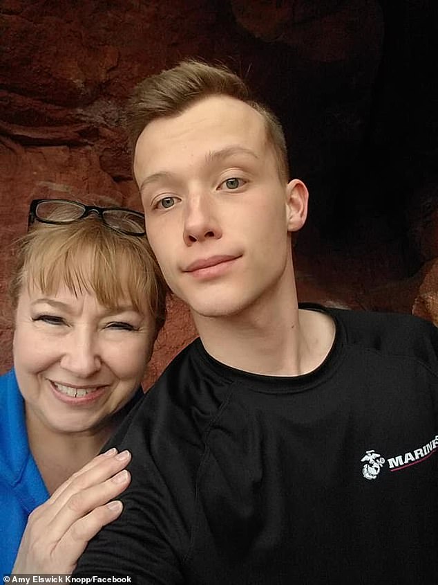 Sam Knopp appears with his mother, Amy, in a photo posted online