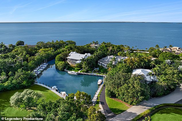 The exclusive island, called Pumpkin Key, features a main house with a pool, three apartments and a dock captain's house, a 20-slip marina big enough for a megayacht, two tennis courts that convert to a helipad, and membership to the elegant Ocean Reef Club resort