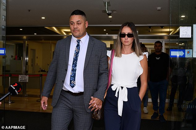 Former football star Jarryd Hayne (pictured left) was found guilty of raping the victim on the NRL grand final night in 2018.