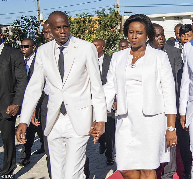 Martine Moise and her husband, then-president Jovenel Moise, holding hands in 2018, just three years before her assassination.