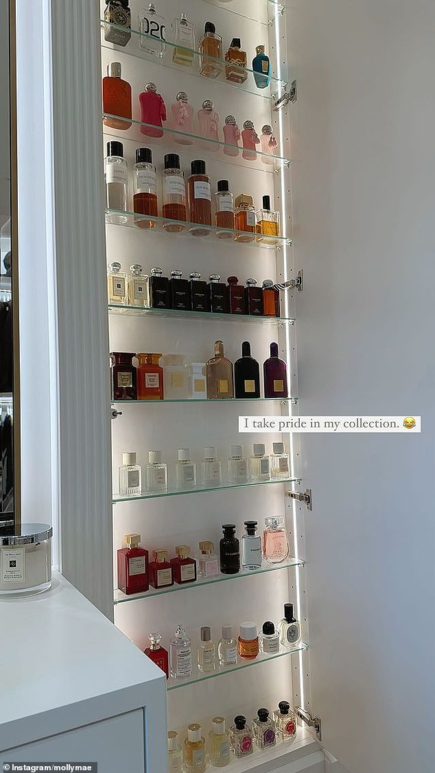 The former Love Island UK star, 24, shared a photo of her designer perfume collection, which amounts to more than $20,000 (£10,300), in an Instagram post on Monday.