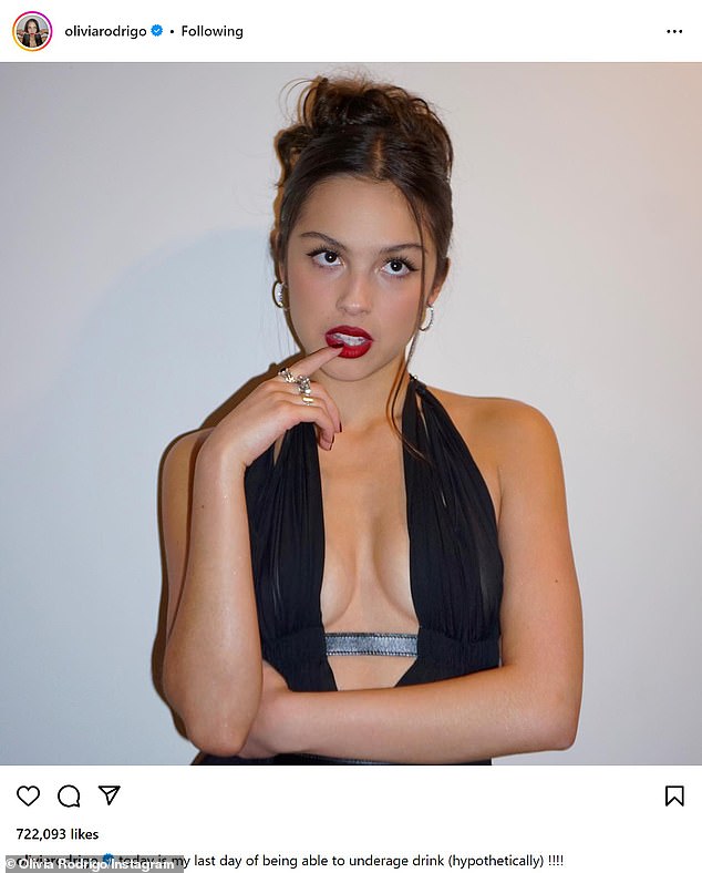 The self-described 'Spicy Pisces', who has 70.1 million social media followers, captioned her Instagram slideshow: 'Today is my last day I can drink alcohol as a minor (hypothetically)! '