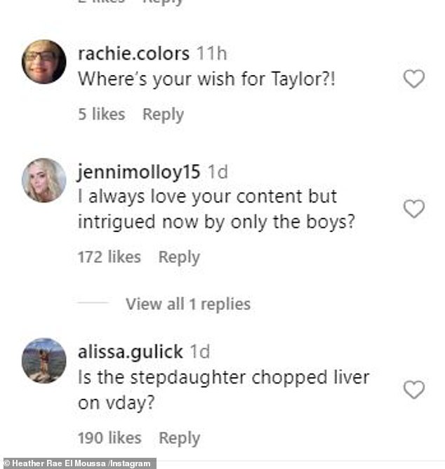 Many Instagram users took to her comments section to point out that she didn't include Taylor.