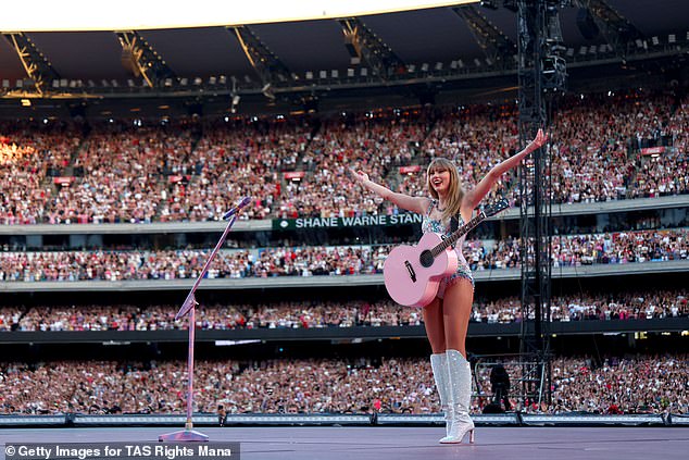 Taylor Swift appears on stage in Melbourne on Friday night, unaware that one of the concertgoers had just gone into labor.