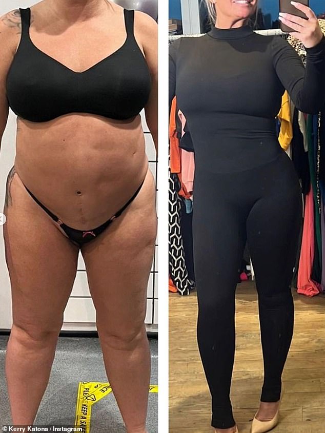 Kerry adopted a new diet and exercise routine and previously shared how she went from a size 16 to a size six in just one year, which also improved her mental health. Now at a healthy weight of 9.13 pounds, Kerry includes yoga, weight training, and cardio exercises in her daily routine.