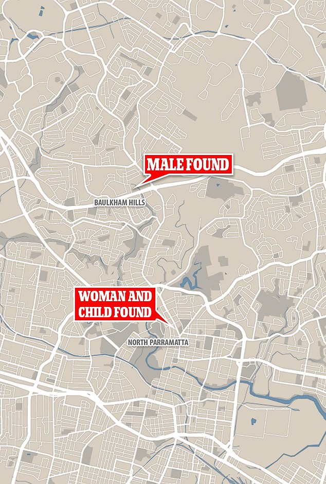 Homicide detectives launched an investigation after a woman and child were found dead in western Sydney and the body of a man was discovered 5km away in Baulkham Hills.