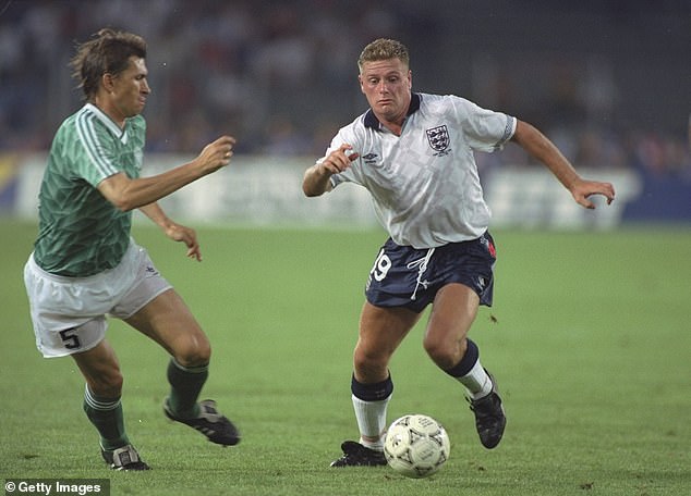 Klaus Augenthaler follows England star Paul Gascoigne closely during the 1990 semi-final
