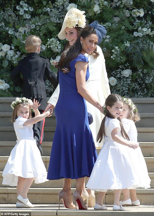 Jessica Mulroney photographed with her daughter Elizabeth, who was a florist, arriving at Meghan Markle and Prince Harry's wedding in Windsor in 2018.