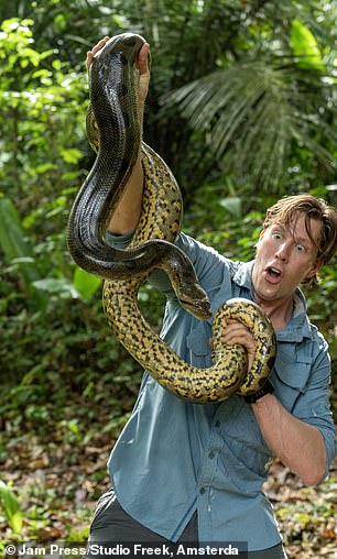 Professor Freek Vonk with the new species of Anaconda