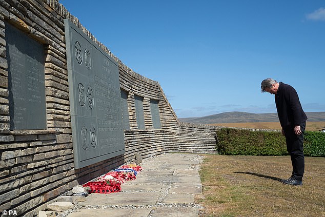 Foreign Secretary Lord David Cameron visits St Charles Cemetery in the Falkland Islands