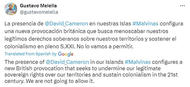Melella proceeded to declare David Cameron 'Persona Non Grata throughout the entire territorial extension of our province'