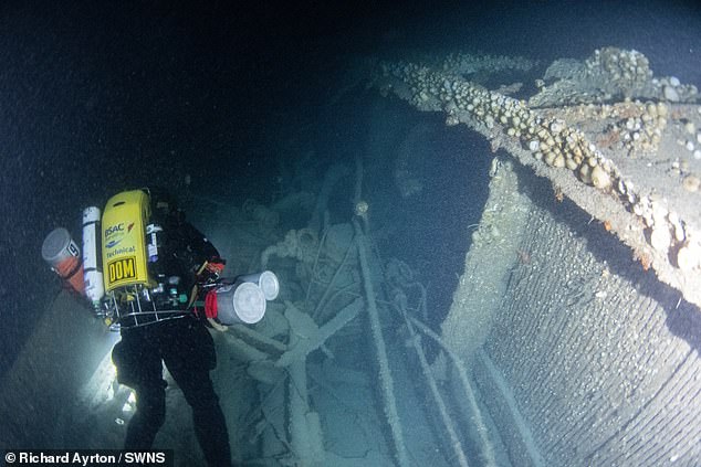 British divers found the wreck after more than 100 years back in August 2022, but the bell remained there due to its weight and the dangers of recovering an item at such a depth