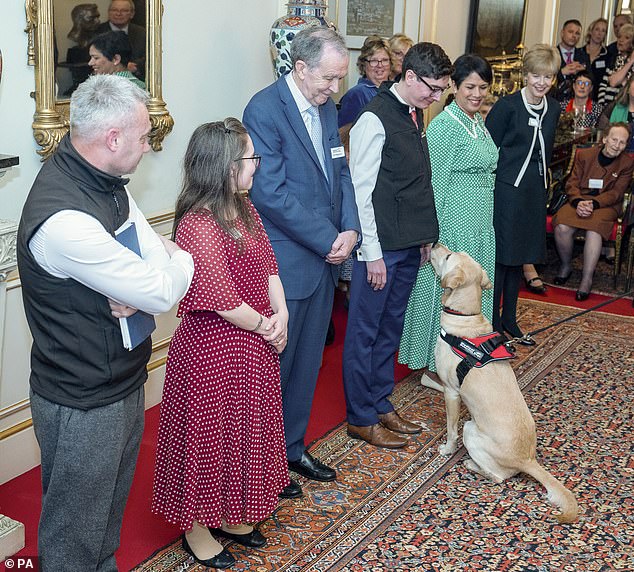 Adorable detention dog Storm (pictured) impressed guests during a demonstration at the reception.
