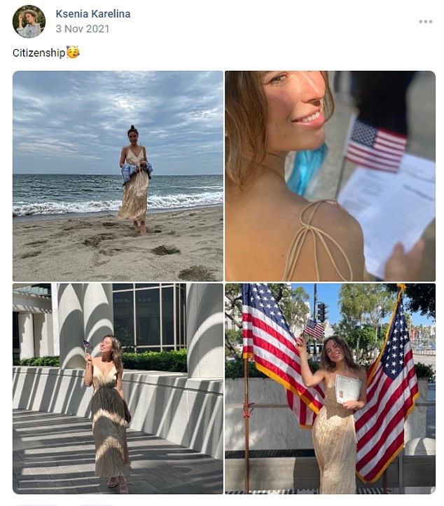 Karelina shared the above post on social media after obtaining her US citizenship in 2021.