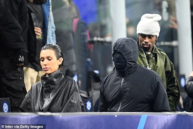 West sat with his wife Bianca and fellow artist Ty Dolla $ign as Inter cruised to a 1-0 victory.