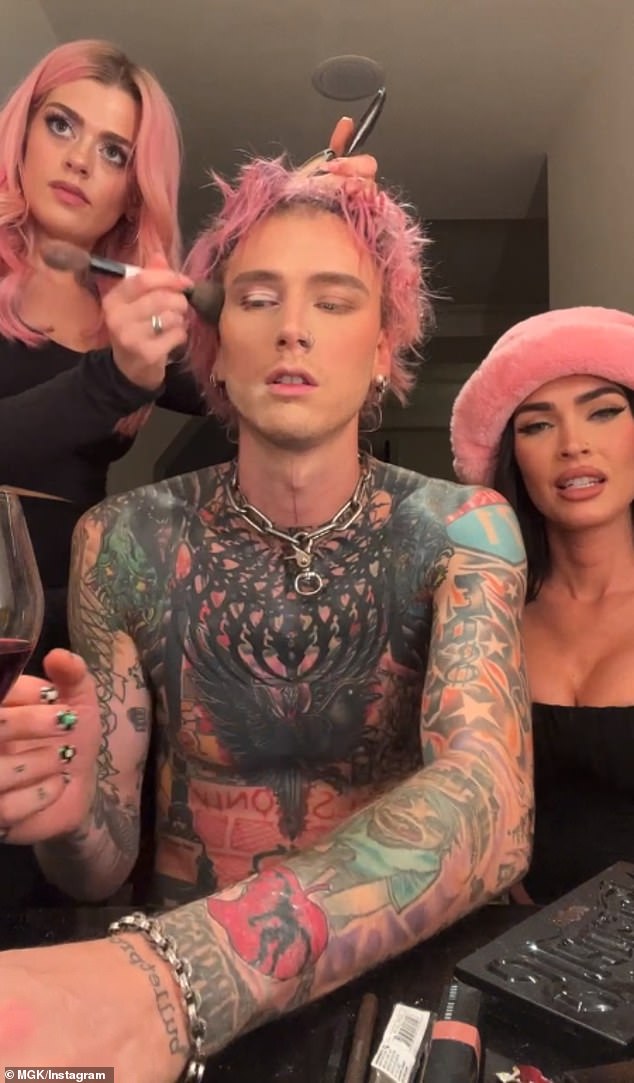 The Bloody Valentine hitmaker, 33, whose fiancée Megan Fox showed off a dramatic new look at the People's Choice Awards, took to his Instagram to debut an opaque tattoo that covers his entire upper torso; MGK in 2023