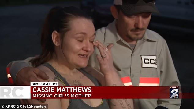 The girl's mother, Cassie Matthews, asked the public for help during the six-day search for her daughter and cried as she said the loss made her feel 