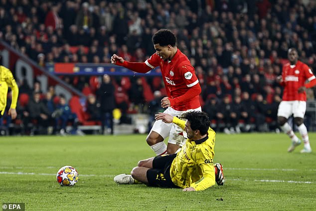 Hummels was deemed to have fouled PSV Eindhoven's Malik Tillman to award the penalty.