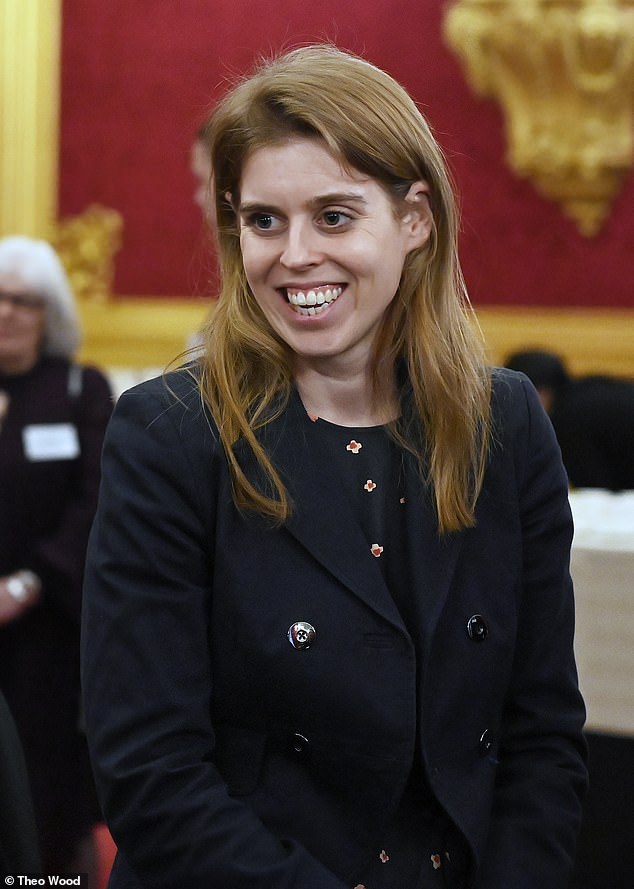 Princess Beatrice, 35, appeared in high spirits as she hosted a tea party for the Helen Arkell Dyslexia Charity last Wednesday at St James's Palace.