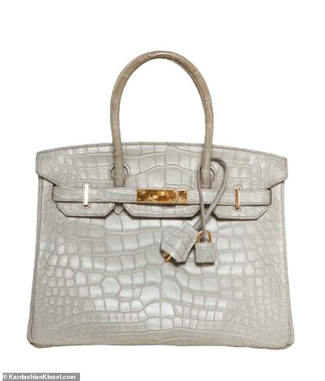 The SKIMS founder is asking $70,000 for the rare matte gray crocodile bag, which was listed as on 