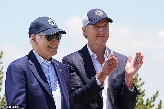 California Gov. Gavin Newsom (R) has repeatedly said he has no plans to launch a 2024 presidential bid against Biden (L), but some speculate the Democratic Party has different plans.
