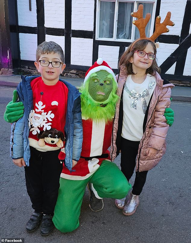 Kamal and Kefah (pictured) just before Christmas with a friend dressed as The Grinch. The two are now being treated as high-risk missing persons.