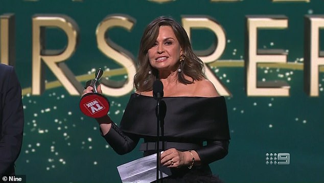 Lisa Wilkinson is pictured during her 2022 Logies acceptance speech