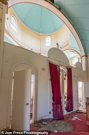 In the picture: the interior of the Ukrainian church in the abandoned town of Insinger.
